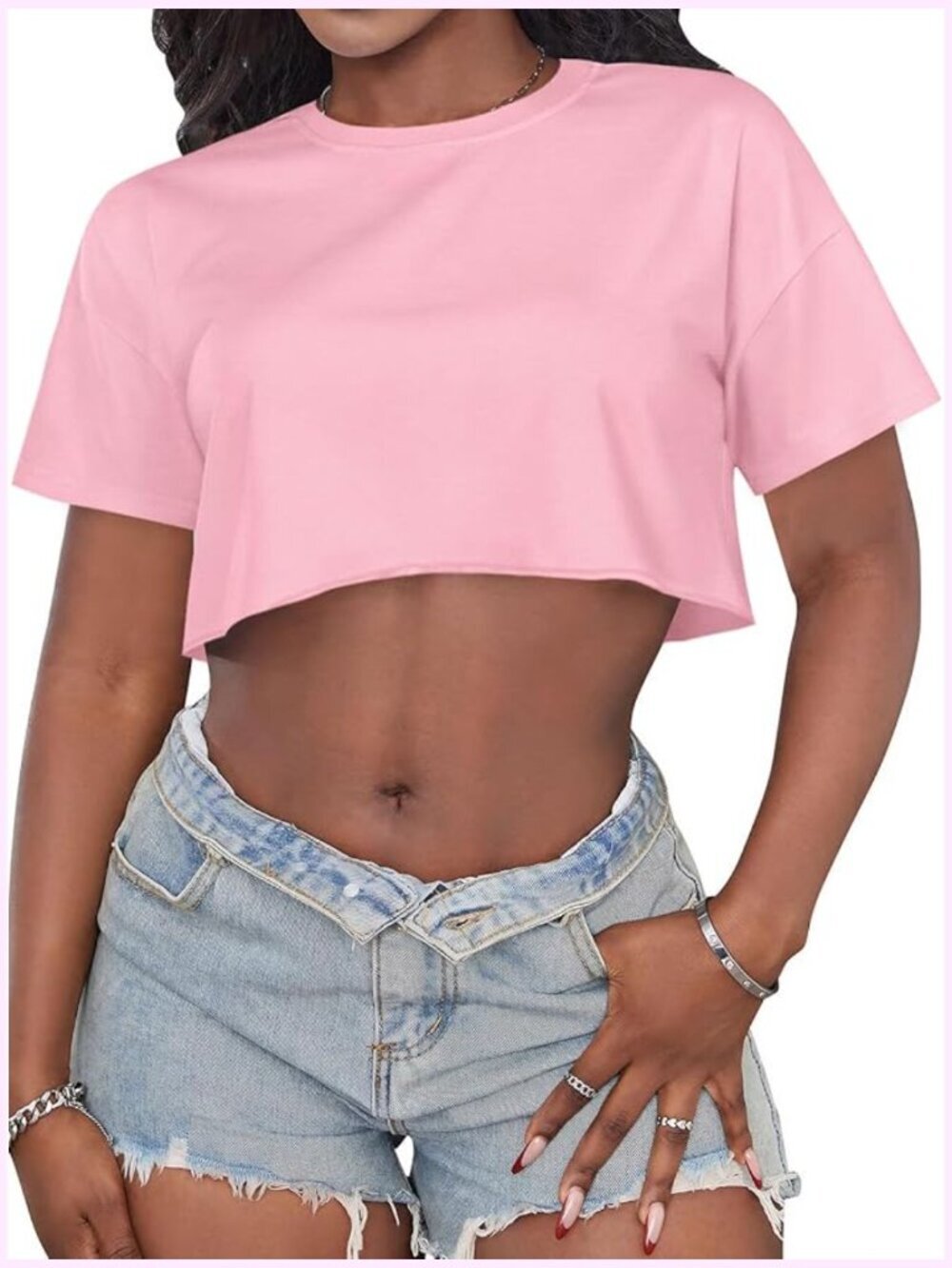 Crop Tops for Women Casual Short Sleeve T Shirts Summer Basic Tee Crew Neck